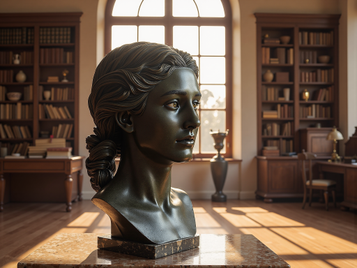 人物肖像雕塑，青铜材质，精细面部表情刻画，栩栩如生